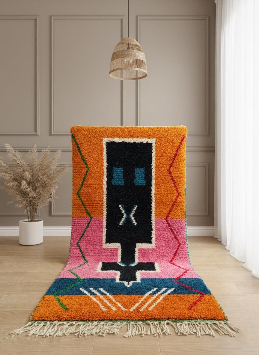 Colorful Moroccan wool rug with abstract design