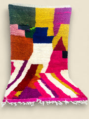 Fadhma handmade Moroccan wool rug with bright geometric blocks