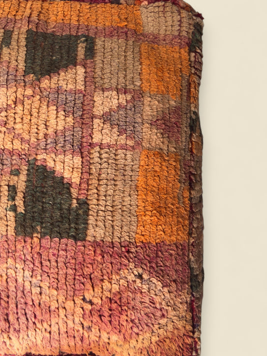 Top view Tawnsa Moroccan wool kilim ottoman