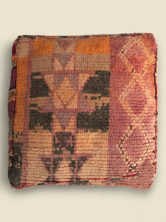 Tawnsa Moroccan kilim pouffe with Berber patterns