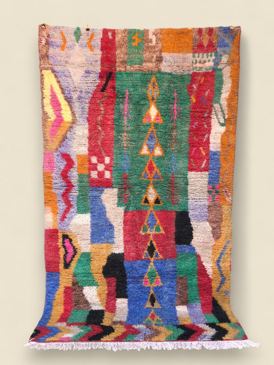 Full Tazdayt Moroccan rug with colorful abstract design.