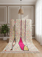Textured wool pile with multicolor confetti accents on Moroccan rug