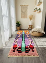 Colorful Moroccan wool runner rug in hallway