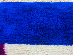 Close-up of soft blue wool texture on Tissam Berber rug