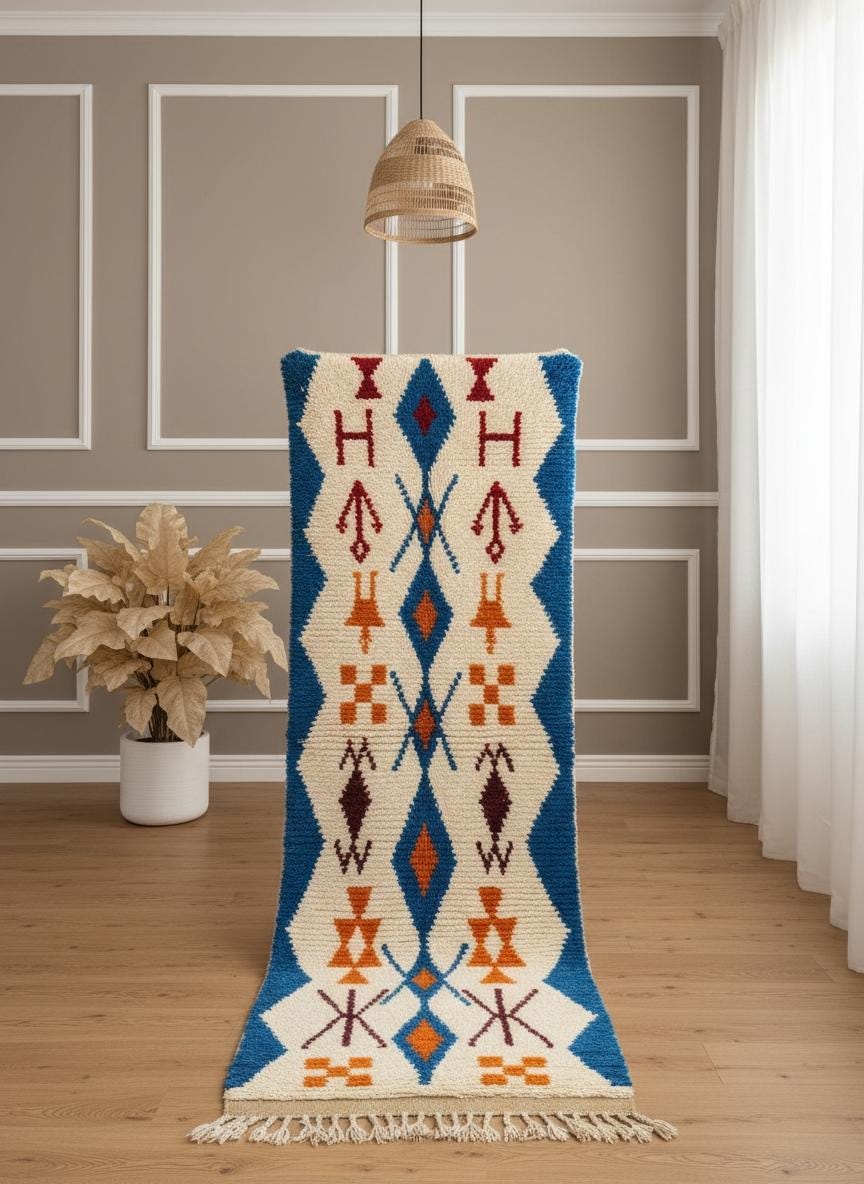 Berber wool hallway runner rug