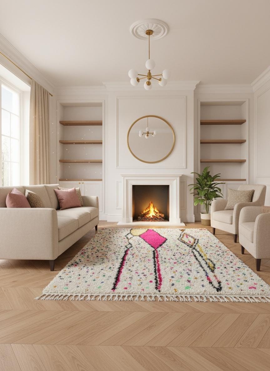 Moroccan Berber confetti rug placed in cozy living room
