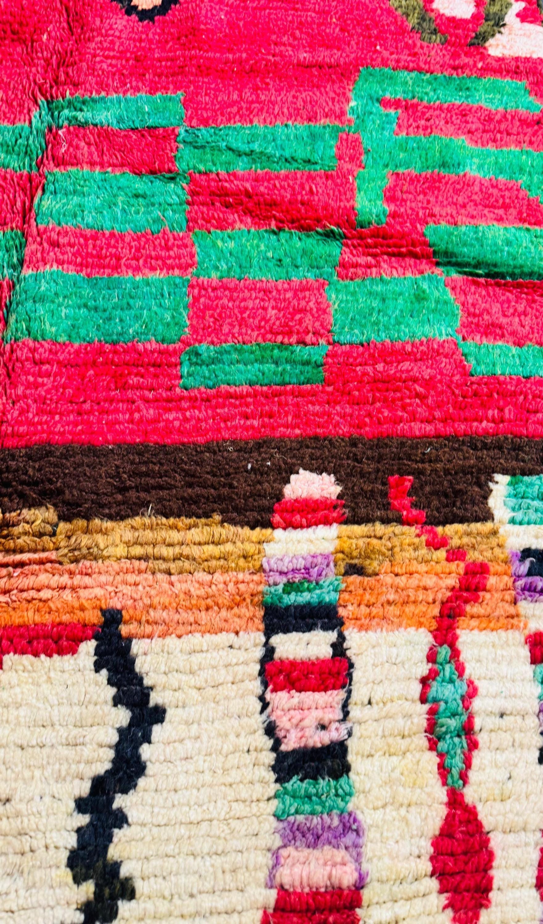 Close-up of rug fringe and woven pattern