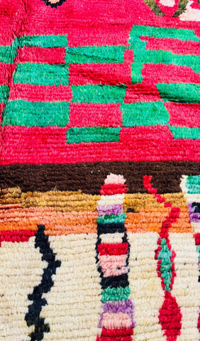Close-up of rug fringe and woven pattern