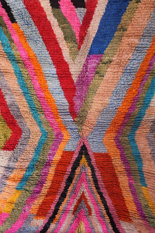 Colorful Anir Berber rug with bold chevron stripes in multicolor tones