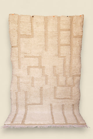 Full view of Ayla Berber rug with geometric ivory tufted pattern