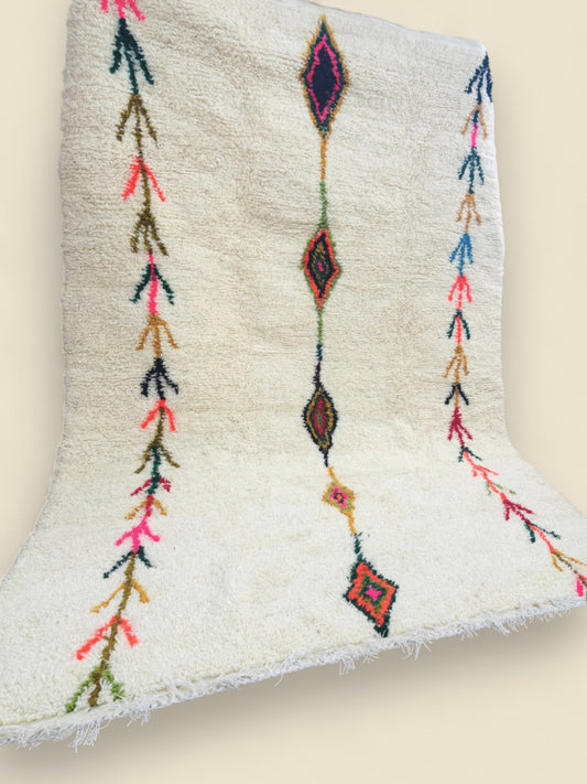 Tafouya Berber rug handwoven in Morocco with neon geometric details