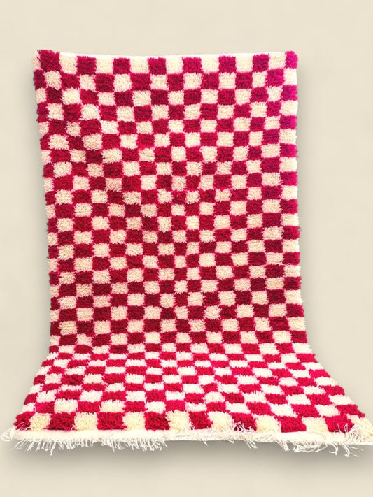 Full view of Tamilla Moroccan Berber rug with checkerboard design