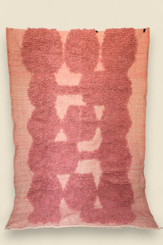 Full view of Talyat Berber Moroccan Rug with pink wool
