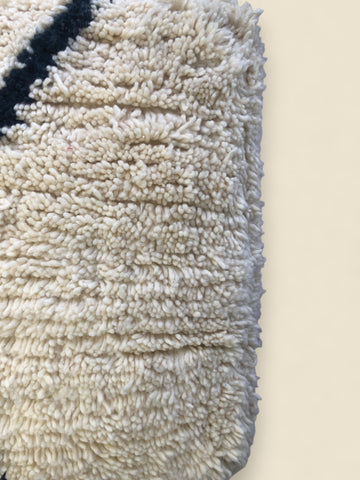 Cream Color of Wool Moroccan Pouffe 