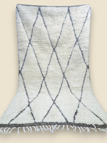 Tihya Moroccan Berber rug hung to show full diamond design