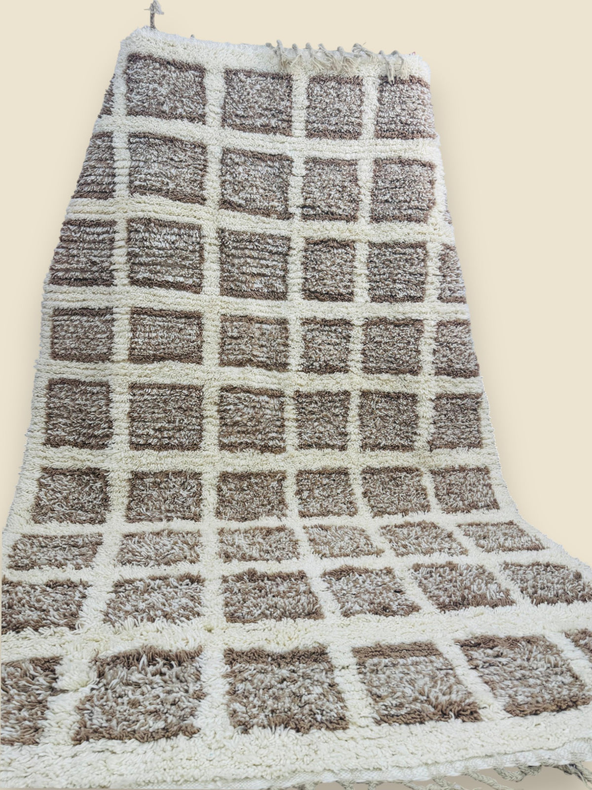 Full view of handmade Tilila Moroccan Berber wool rug