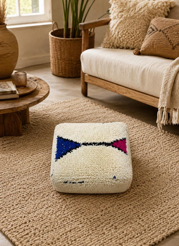 Perfect as extra seating, a comfortable footrest, or a decorative accent in modern and boho-inspired interiors.