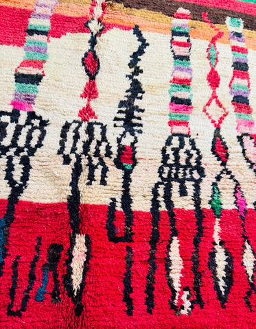 Colorful Moroccan rug close-up with bold geometric details