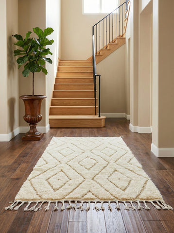 Tuda Berber rug runner with soft wool texture in a bright hallway