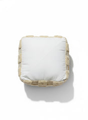 Top view of Berber Azar pouf showing soft handwoven wool texture