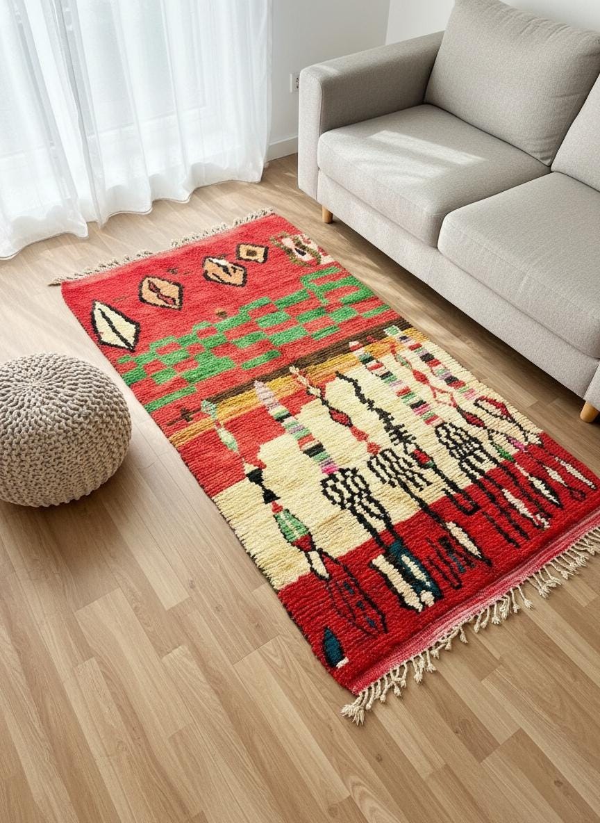 Handmade runner rug in cozy lounge corner