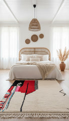 Tisili Berber rug in a cozy bedroom interior with neutral tones and natural décor.