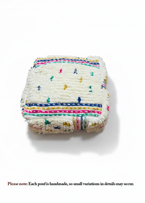 Top view of handmade Moroccan Berber Adnen pouf