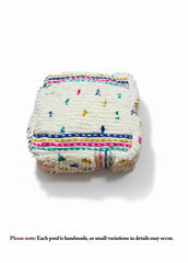 Top view of handmade Moroccan Berber Adnen pouf