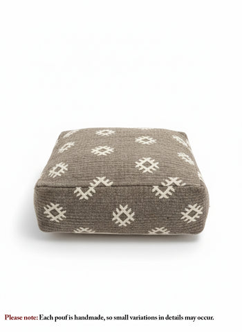 Handmade Moroccan wool pouf close-up