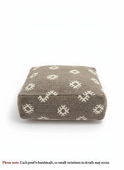 Handmade Moroccan wool pouf close-up