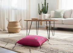 side view of the pink berber pillow
