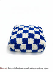 Aren Moroccan Pouffe – Handmade Square Floor Cushion in Checker Design