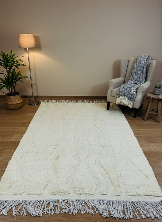 Tirza beige Berber rug in modern living room with neutral decor