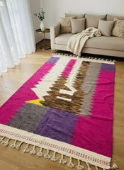 top view of the colorful rug 