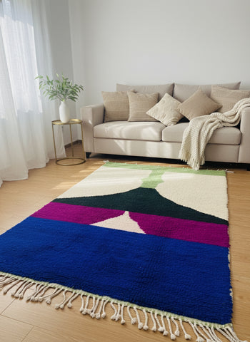 top view of the colorful berber rug 