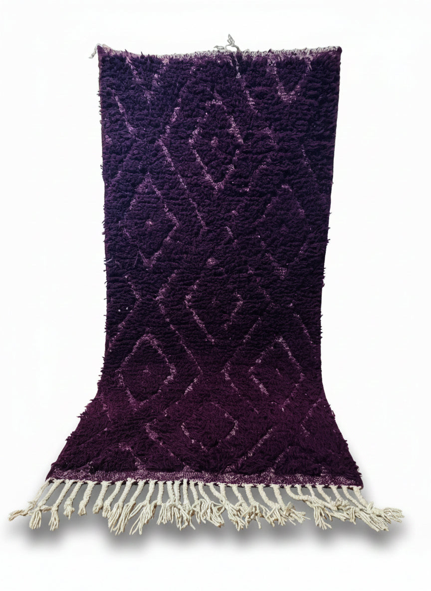 Deep purple Berber Tafust rug with geometric wool pattern